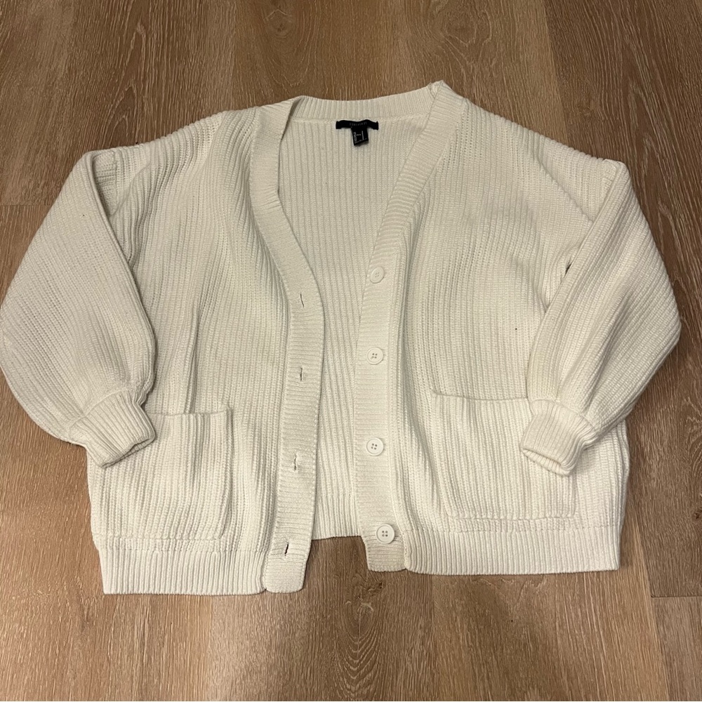 forever 21 white cardigan